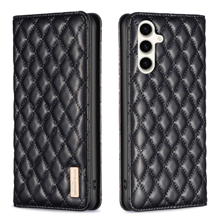 Custodia per telefono con flip magnetico in pelle a reticolo diamantato, For Galaxy S26 FE 5G, For Samsung Galaxy S25 5G, For Samsung Galaxy S25+ 5G, For Samsung Galaxy S25 Ultra 5G