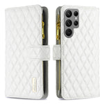 Custodia per telefono in pelle con cerniera a reticolo diamantato, For Galaxy S26 FE 5G, For Samsung Galaxy S25 5G, For Samsung Galaxy S25+ 5G, For Samsung Galaxy S25 Ultra 5G
