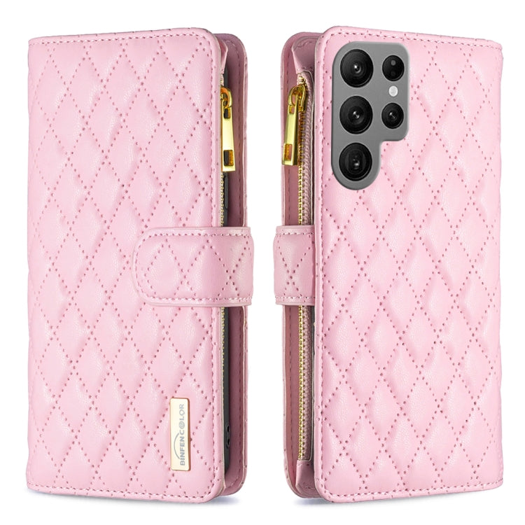 Custodia per telefono in pelle con cerniera a reticolo diamantato, For Galaxy S26 FE 5G, For Samsung Galaxy S25 5G, For Samsung Galaxy S25+ 5G, For Samsung Galaxy S25 Ultra 5G