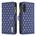 Custodia per telefono in pelle con cerniera a reticolo diamantato, For Galaxy S26 FE 5G, For Samsung Galaxy S25 5G, For Samsung Galaxy S25+ 5G, For Samsung Galaxy S25 Ultra 5G