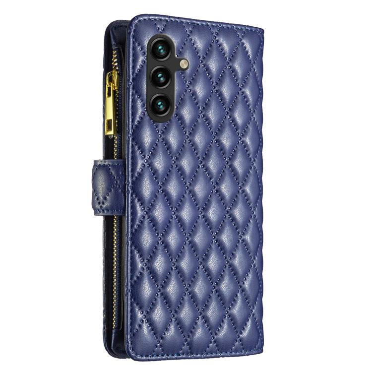 Custodia per telefono in pelle con cerniera a reticolo diamantato, For Galaxy S26 FE 5G, For Samsung Galaxy S25 5G, For Samsung Galaxy S25+ 5G, For Samsung Galaxy S25 Ultra 5G