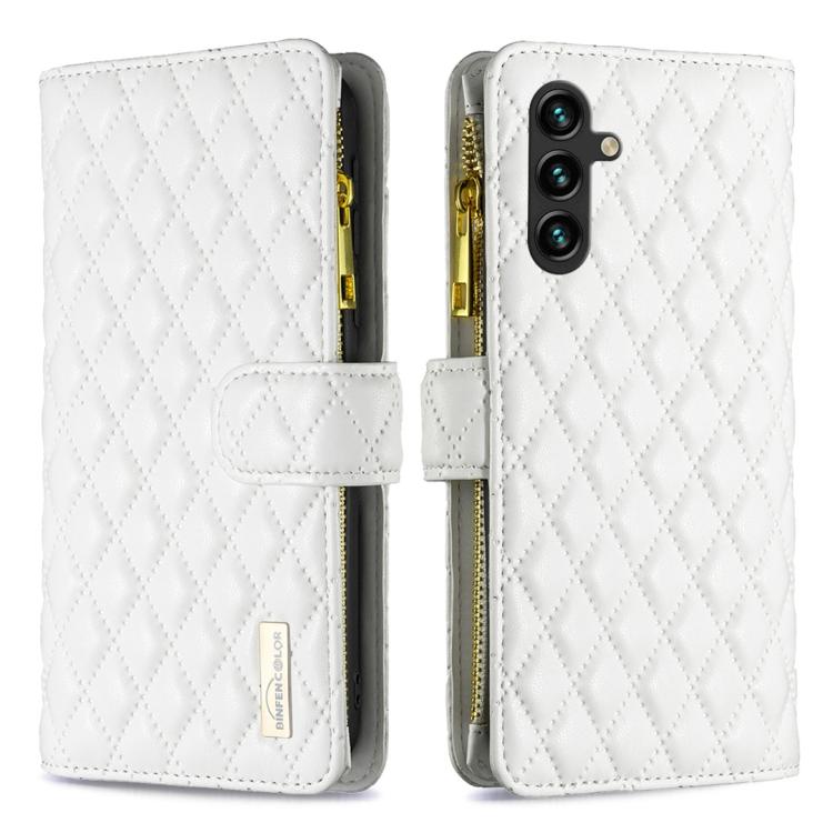 Custodia per telefono in pelle con cerniera a reticolo diamantato, For Galaxy S26 FE 5G, For Samsung Galaxy S25 5G, For Samsung Galaxy S25+ 5G, For Samsung Galaxy S25 Ultra 5G