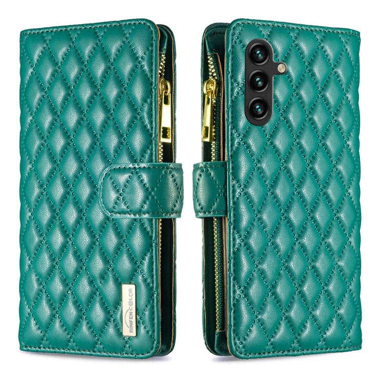 Custodia per telefono in pelle con cerniera a reticolo diamantato, For Galaxy S26 FE 5G, For Samsung Galaxy S25 5G, For Samsung Galaxy S25+ 5G, For Samsung Galaxy S25 Ultra 5G