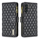 Custodia per telefono in pelle con cerniera a reticolo diamantato, For Galaxy S26 FE 5G, For Samsung Galaxy S25 5G, For Samsung Galaxy S25+ 5G, For Samsung Galaxy S25 Ultra 5G