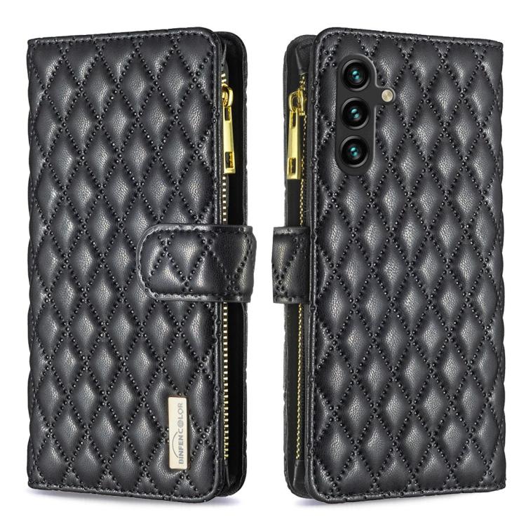 Custodia per telefono in pelle con cerniera a reticolo diamantato, For Galaxy S26 FE 5G, For Samsung Galaxy S25 5G, For Samsung Galaxy S25+ 5G, For Samsung Galaxy S25 Ultra 5G