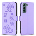 Custodia per telefono in pelle goffrata a quattro foglie, For Galaxy S26 FE 5G, For Samsung Galaxy S25 Edge 5G, For Samsung Galaxy S25 Ultra 5G, For Samsung Galaxy S24 FE 5G