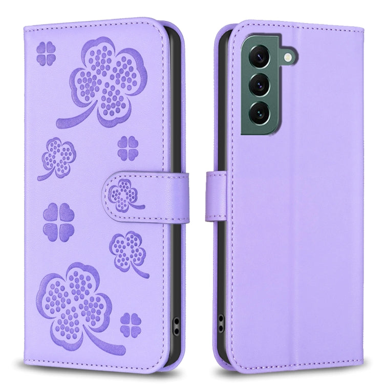 Custodia per telefono in pelle goffrata a quattro foglie, For Galaxy S26 FE 5G, For Samsung Galaxy S25 Edge 5G, For Samsung Galaxy S25 Ultra 5G, For Samsung Galaxy S24 FE 5G