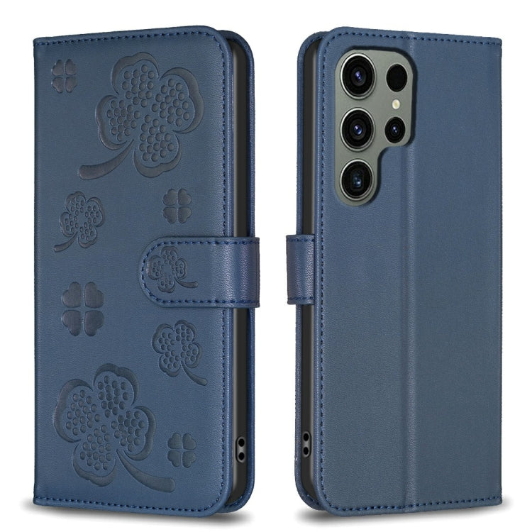 Custodia per telefono in pelle goffrata a quattro foglie, For Galaxy S26 FE 5G, For Samsung Galaxy S25 Edge 5G, For Samsung Galaxy S25 Ultra 5G, For Samsung Galaxy S24 FE 5G