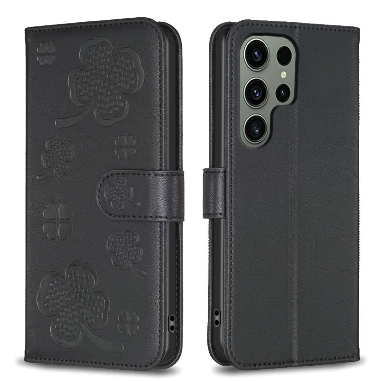 Custodia per telefono in pelle goffrata a quattro foglie, For Galaxy S26 FE 5G, For Samsung Galaxy S25 Edge 5G, For Samsung Galaxy S25 Ultra 5G, For Samsung Galaxy S24 FE 5G