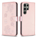 Custodia per telefono in pelle goffrata a quattro foglie, For Galaxy S26 FE 5G, For Samsung Galaxy S25 Edge 5G, For Samsung Galaxy S25 Ultra 5G, For Samsung Galaxy S24 FE 5G