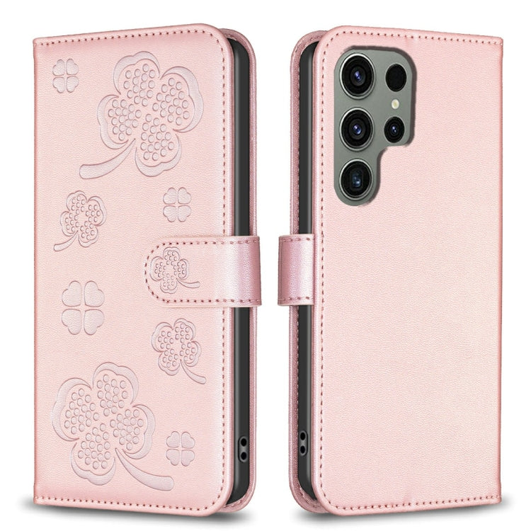 Custodia per telefono in pelle goffrata a quattro foglie, For Galaxy S26 FE 5G, For Samsung Galaxy S25 Edge 5G, For Samsung Galaxy S25 Ultra 5G, For Samsung Galaxy S24 FE 5G