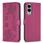 Custodia per telefono in pelle goffrata a quattro foglie, For Galaxy S26 FE 5G, For Samsung Galaxy S25 Edge 5G, For Samsung Galaxy S25 Ultra 5G, For Samsung Galaxy S24 FE 5G