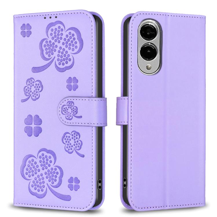 Custodia per telefono in pelle goffrata a quattro foglie, For Galaxy S26 FE 5G, For Samsung Galaxy S25 Edge 5G, For Samsung Galaxy S25 Ultra 5G, For Samsung Galaxy S24 FE 5G