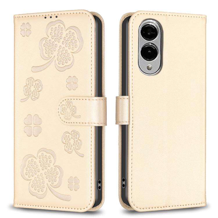 Custodia per telefono in pelle goffrata a quattro foglie, For Galaxy S26 FE 5G, For Samsung Galaxy S25 Edge 5G, For Samsung Galaxy S25 Ultra 5G, For Samsung Galaxy S24 FE 5G