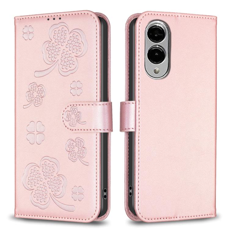 Custodia per telefono in pelle goffrata a quattro foglie, For Galaxy S26 FE 5G, For Samsung Galaxy S25 Edge 5G, For Samsung Galaxy S25 Ultra 5G, For Samsung Galaxy S24 FE 5G