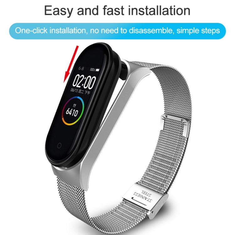 Per cinturino di ricambio in metallo milanese Xiaomi Mi Band 4/3, Silver, Black, Rose Gold, Rose Pink, Black Red, Black Green, Pink, Colorful, Green, Pearlescent Blue, Blue, Purple, Red