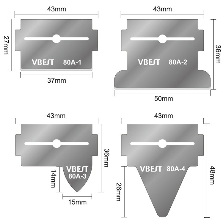 BEST VBST-80A 8 in 1 Multi-Purpose Stainless Steel Double-Sided Magnetic Glue Remover Scraper Set