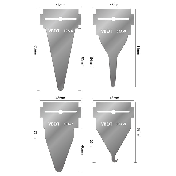 BEST VBST-80A Set di raschietti per rimozione colla magnetica bifacciale multiuso 8 in 1 in acciaio inossidabile