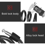 Lucchetto antifurto portatile per bicicletta Lucchetto per cavo in acciaio con telaio di blocco, A Style 100cm Black, A Style 120cm Black, B Style 100cm Black, B Style 120cm Black, B Style 150cm Black