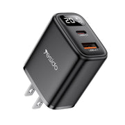 Caricabatterie Yesido YC12U 20W USB-C / Type-C + USB con display digitale, YC12U