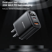 Caricabatterie Yesido YC12U 20W USB-C / Type-C + USB con display digitale, YC12U