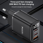 Caricabatterie digitale Yesido YC69 30W USB + Dual USB-C / Type-C, specifiche: spina UE, YC69