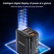 Caricabatterie digitale Yesido YC69 30W USB + Dual USB-C / Type-C, specifiche: spina UE, YC69