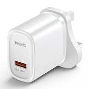 Caricabatterie rapido USB Yesido YC85 PD 18W, YC85
