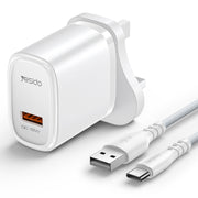Caricabatterie rapido USB Yesido YC85C da 18 W con cavo USB a USB-C / Type-C, YC85C