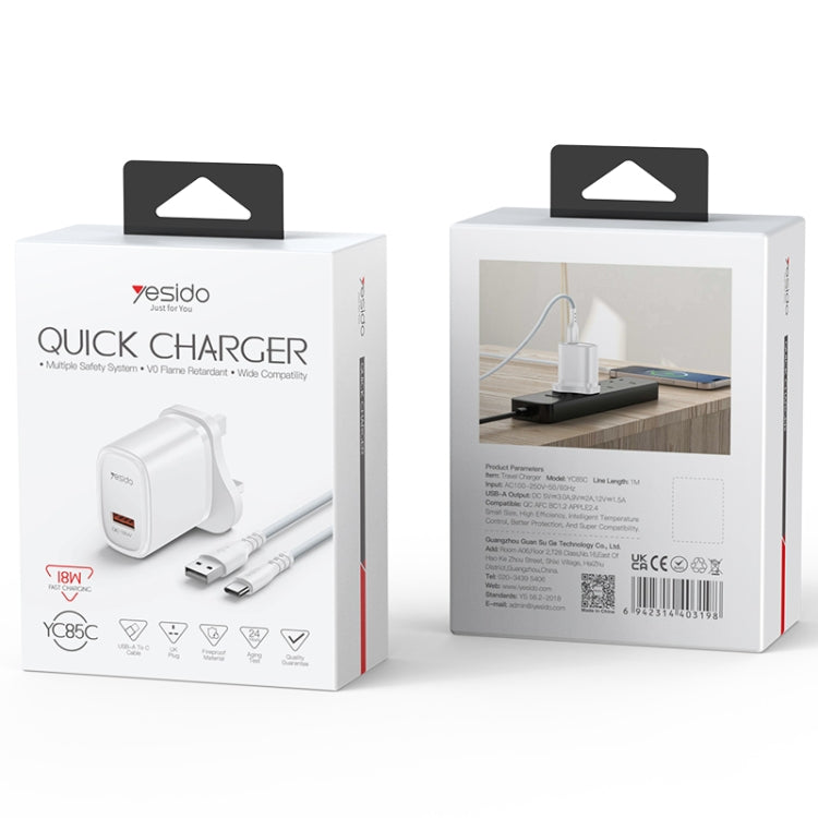 Caricabatterie rapido USB Yesido 18W con cavo USB-C