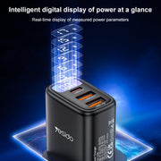 Caricabatterie digitale Yesido YC86 17W USB-C / Type-C + Dual USB, YC86
