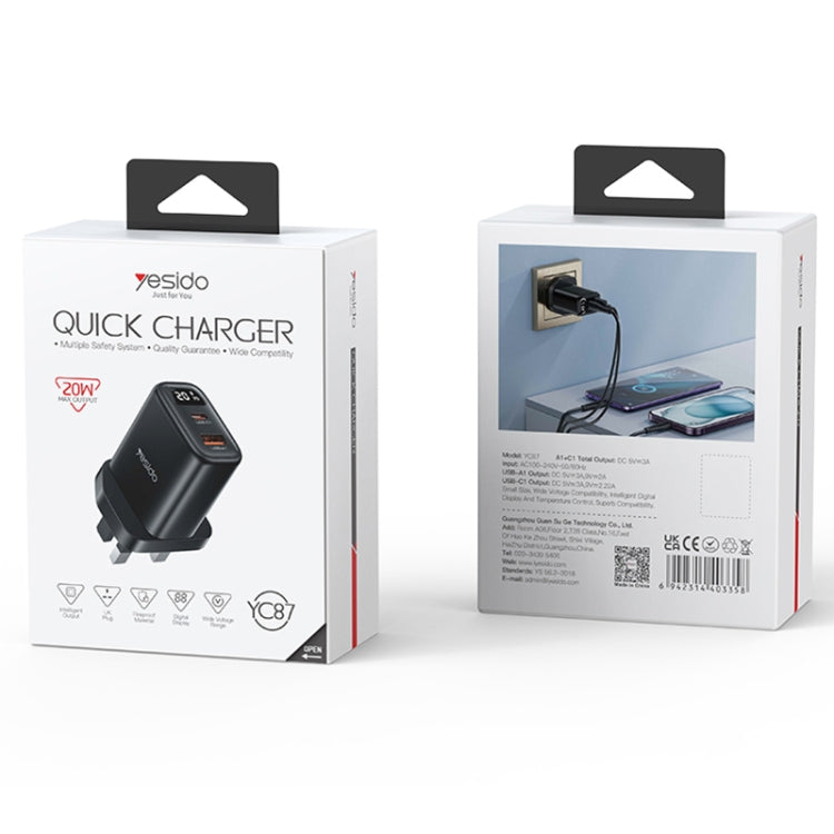 Caricabatterie Yesido YC87 PD 20W USB-C con display digitale