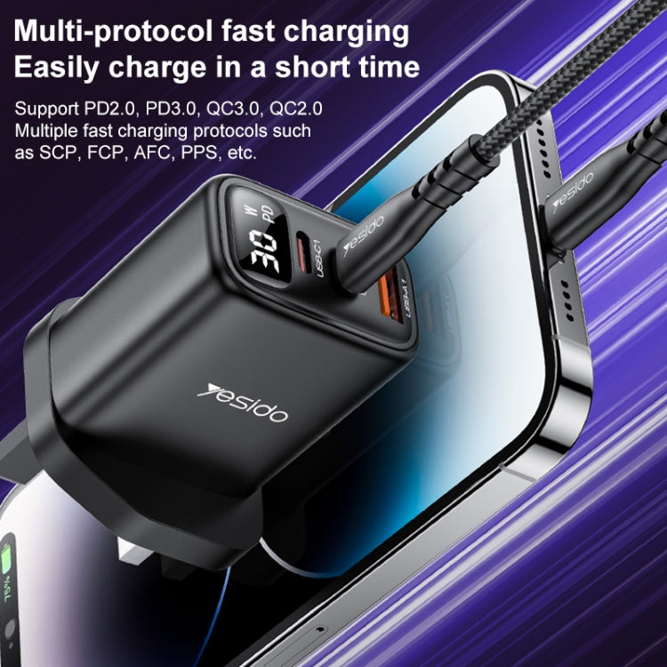 Caricabatterie digitale Yesido YC88 30W USB + Dual USB-C