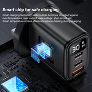 Caricabatterie digitale Yesido YC88 30W USB + Dual USB-C / Type-C, YC88