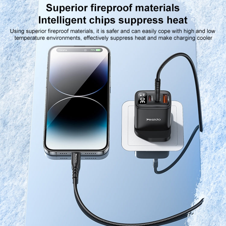 Caricabatterie digitale Yesido YC88 30W USB + Dual USB-C