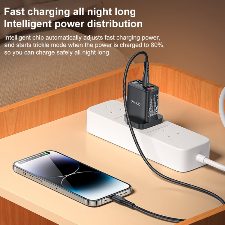 Caricabatterie digitale Yesido YC88 30W USB + Dual USB-C