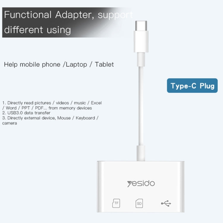 Yesido GS16 Adattatore OTG da USB-C a USB 3.0, TF e SD