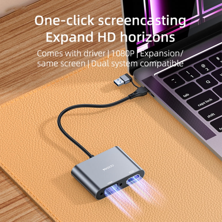 Adattatore schermo diviso HDTV con interfaccia USB-C / Type-C Yesido HM15 + USB 2.0, HM15