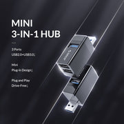 ORICO MINI-U32 Adattatore Mini HUB USB 3 in 1, MINI-U32