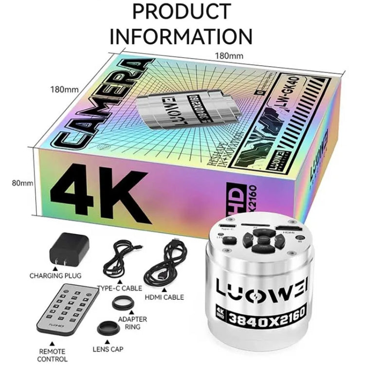 Fotocamera per microscopio Luowei LW-GK40 UHD 4K con zoom digitale 5X/archiviazione personalizzata, LW-GK40