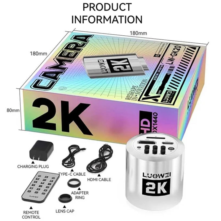 Fotocamera per microscopio Luowei LW-GK20 UHD 1080P/2K con zoom digitale 5X e archiviazione personalizzata, LW-GK20