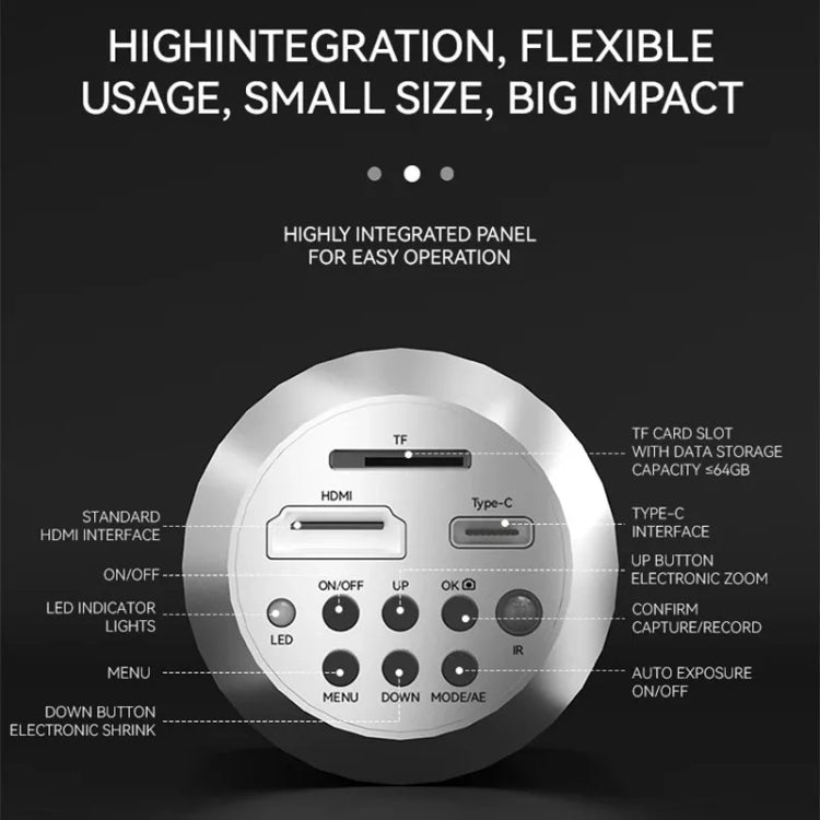 Fotocamera per microscopio Luowei LW-GK20 UHD 1080P/2K con zoom digitale 5X e archiviazione personalizzata, LW-GK20