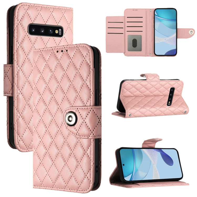 Custodia per telefono in pelle con texture rombica e cordino, For Samsung Galaxy S10 Lite, For Samsung Galaxy S10e, For Samsung Galaxy S10+, For Samsung Galaxy S10