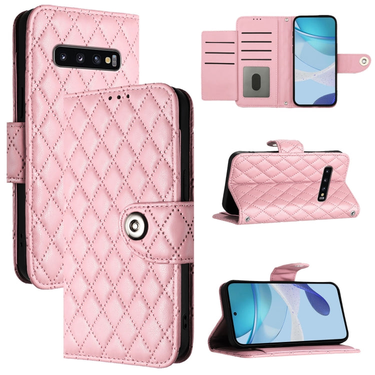 Custodia per telefono in pelle con texture rombica e cordino, For Samsung Galaxy S10 Lite, For Samsung Galaxy S10e, For Samsung Galaxy S10+, For Samsung Galaxy S10