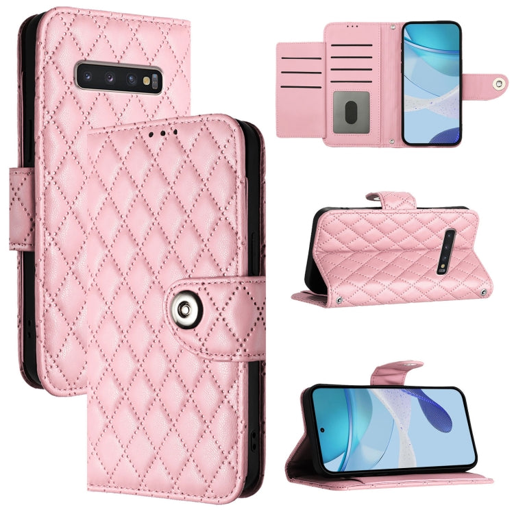 Custodia per telefono in pelle con texture rombica e cordino, For Samsung Galaxy S10 Lite, For Samsung Galaxy S10e, For Samsung Galaxy S10+, For Samsung Galaxy S10