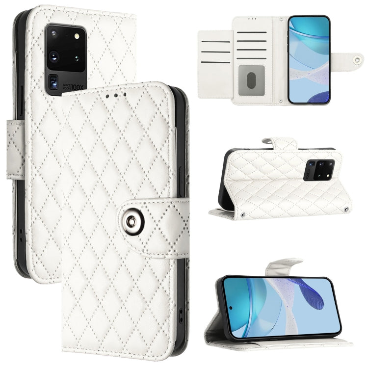 Custodia per telefono in pelle con texture rombica e cordino, For Samsung Galaxy S21 Ultra 5G, For Samsung Galaxy S20 Ultra, For Samsung Galaxy S20, For Samsung Galaxy S20+