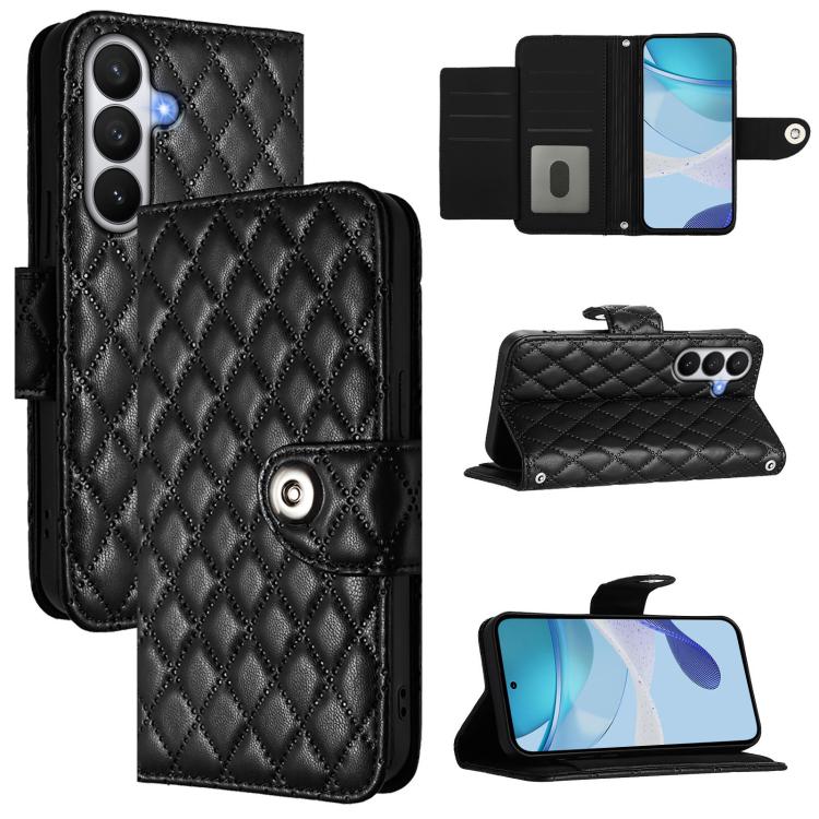 Custodia per telefono in pelle con texture rombica e cordino, For Samsung Galaxy S26+ 5G, For Samsung Galaxy S26 Edge 5G, For Samsung Galaxy S26 Ultra 5G, For Samsung Galaxy S26 5G