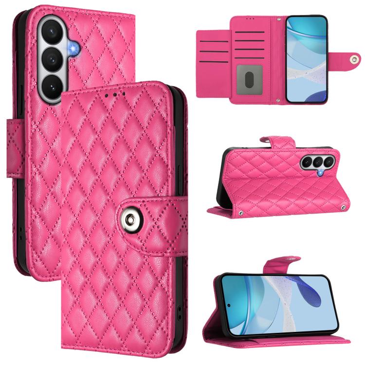 Custodia per telefono in pelle con texture rombica e cordino, For Samsung Galaxy S26+ 5G, For Samsung Galaxy S26 Edge 5G, For Samsung Galaxy S26 Ultra 5G, For Samsung Galaxy S26 5G