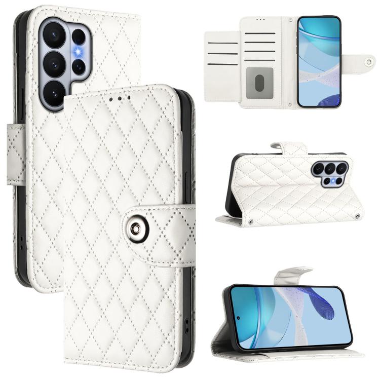 Custodia per telefono in pelle con texture rombica e cordino, For Samsung Galaxy S26+ 5G, For Samsung Galaxy S26 Edge 5G, For Samsung Galaxy S26 Ultra 5G, For Samsung Galaxy S26 5G