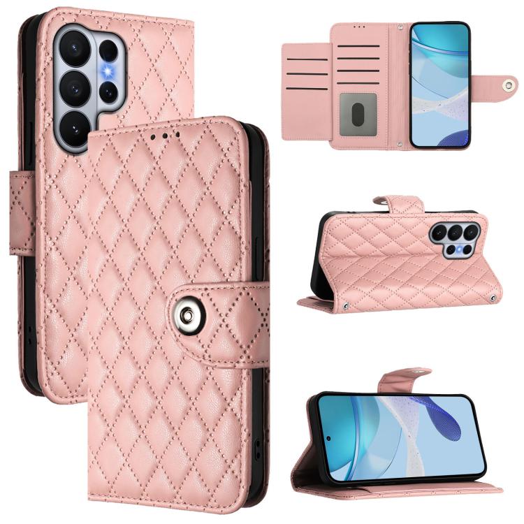 Custodia per telefono in pelle con texture rombica e cordino, For Samsung Galaxy S26+ 5G, For Samsung Galaxy S26 Edge 5G, For Samsung Galaxy S26 Ultra 5G, For Samsung Galaxy S26 5G